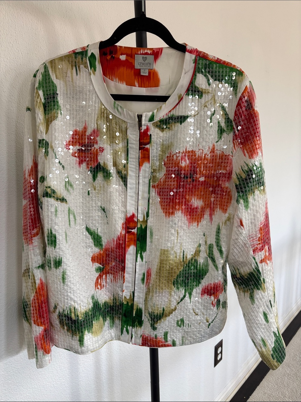 Chicos Giovanna Sequin Jacket Size 2